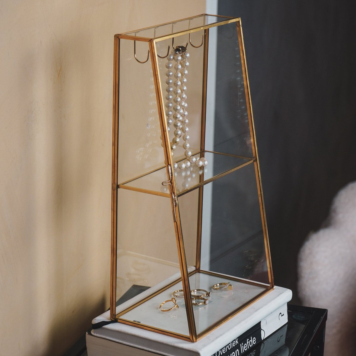 Sieradenhouder - Metaal/Glas - Goud - 18x11x31cm