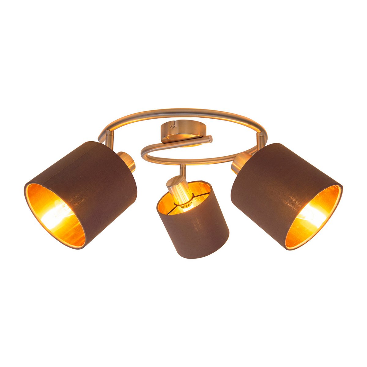 Plafondlamp "Maron" 3 spots cirkel totale lengte 52cm Bruin
