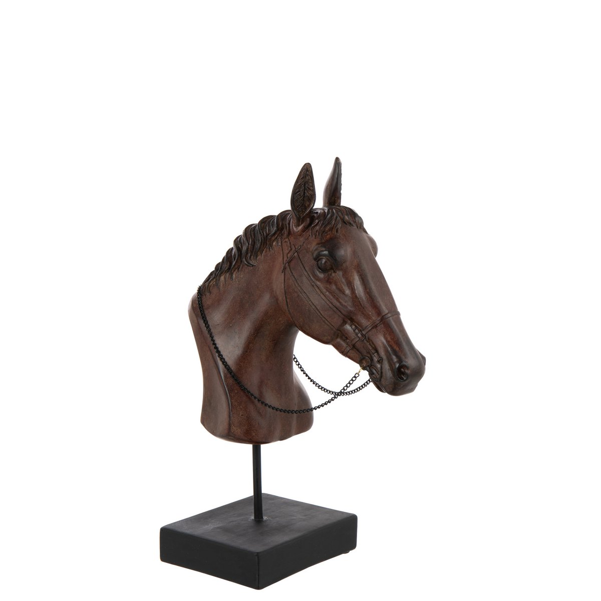 J-Line Paard Hoofd Op Voet Polyresin Donkerbruin Large