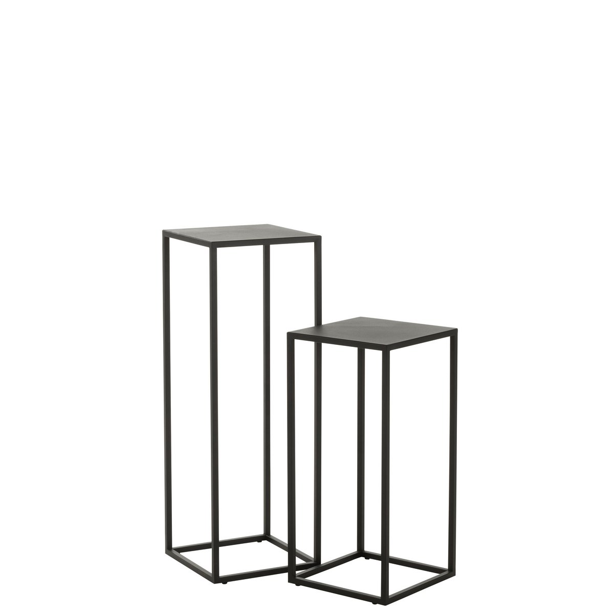 J-Line bijzettafel Vierkant - metaal - zwart -set van 2