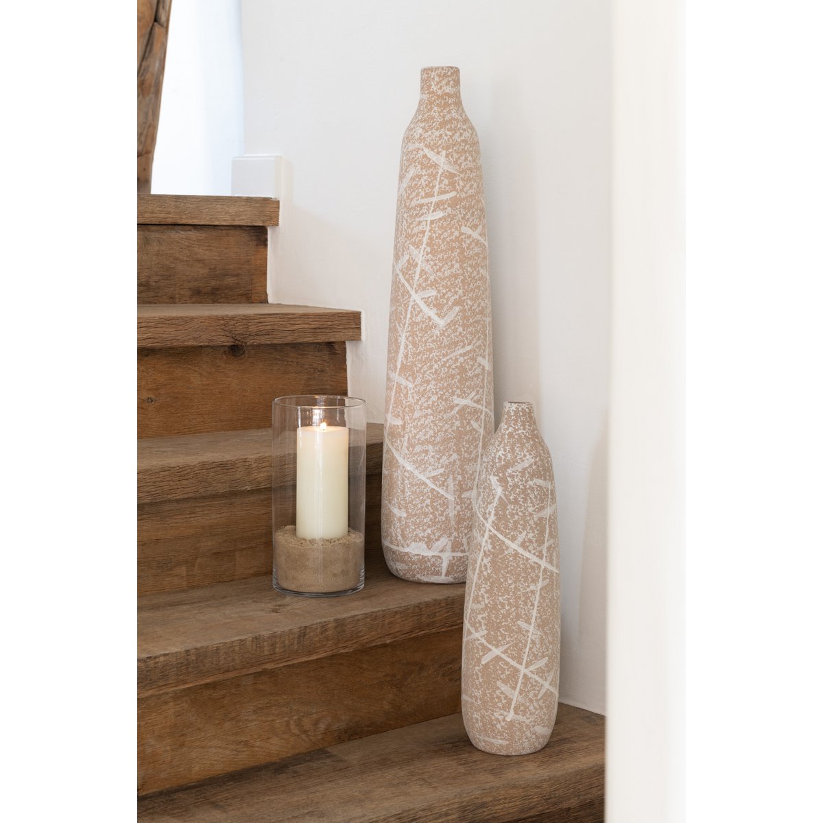 J-Line vaas Dune Smal - keramiek - beige/wit - small - 45 cm hoog