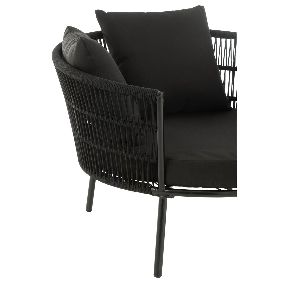 J-Line Stoel Joa Metaal/Rattan Zwart
