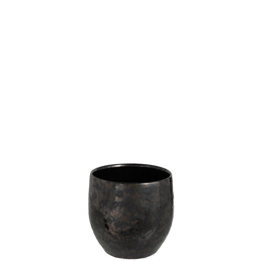 J-Line bloempot Antique Smokey - keramiek - zwart - medium - Ø 17.5 cm