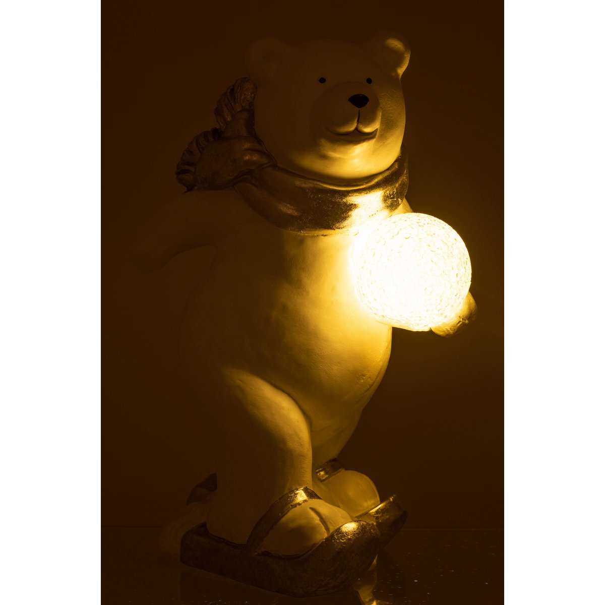 J-Line figuur IjsBeer Staand - polyresin - wit/zilver - large - LED