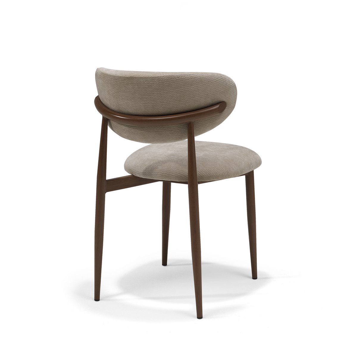 Dalton stoel Stof Vibe #21 Taupe - Metaal frame Noten kleur