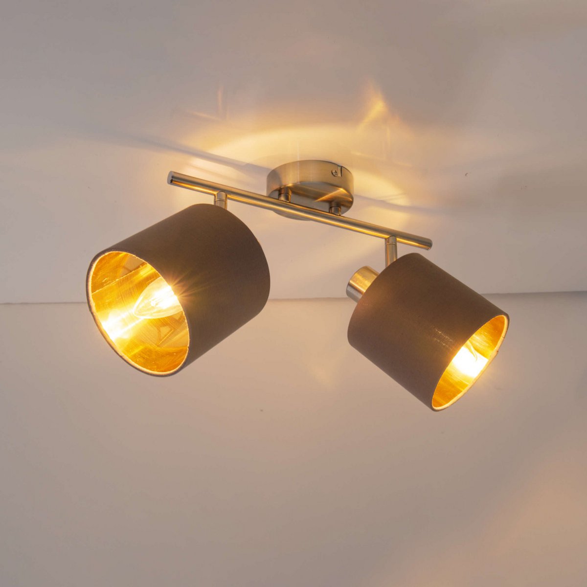 Plafondlamp "Maron" 2 spots totale lengte 46cm Bruin