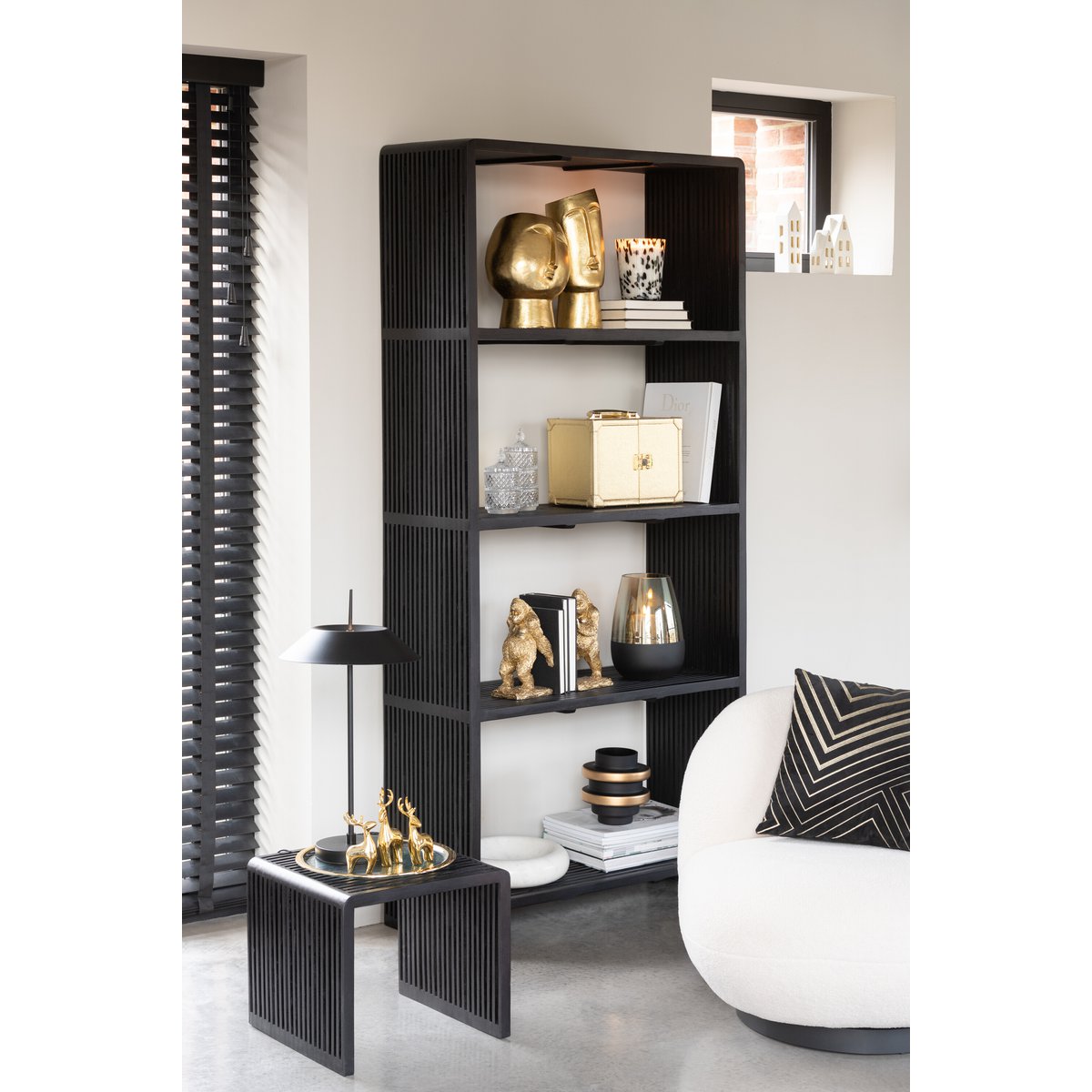 J-Line boekensteun Gorilla - polyresin - goud - 2 stuks