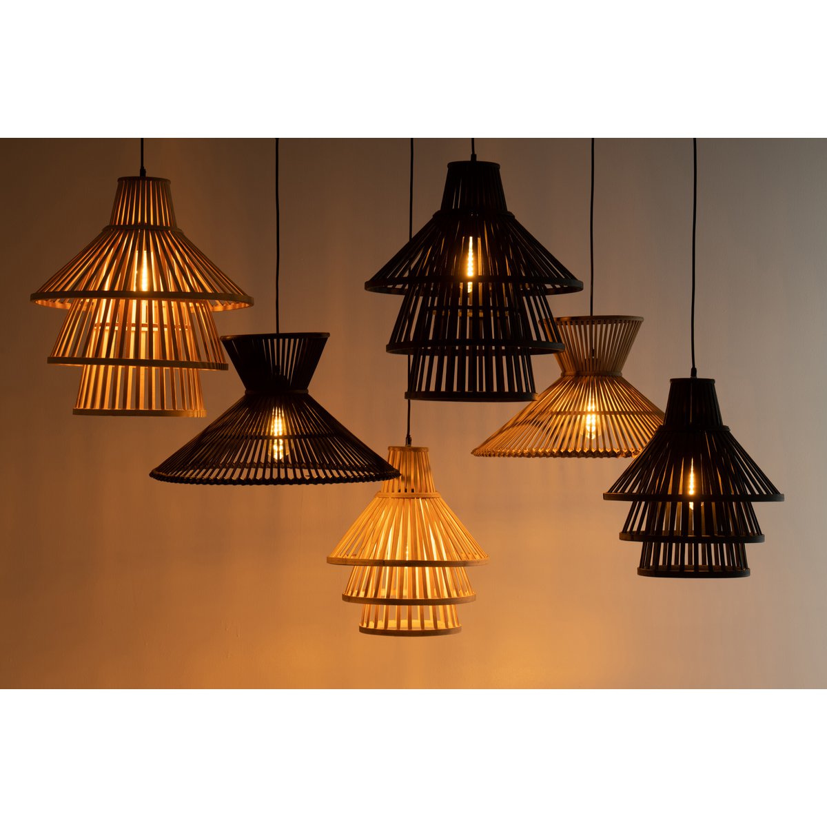 J-Line hanglamp Lagen - hout - naturel - large