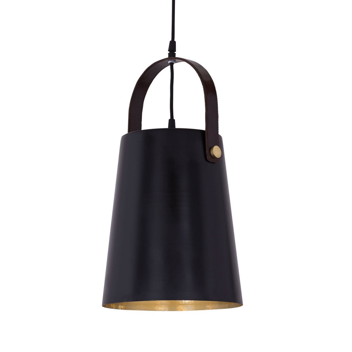 Hanglamp metaal met leren hanger Vintage stijl Wit of Zwart