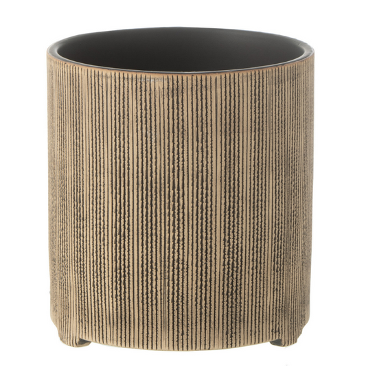 J-Line bloempot Maria Rond - keramiek - bruin - Ø 14.5 cm