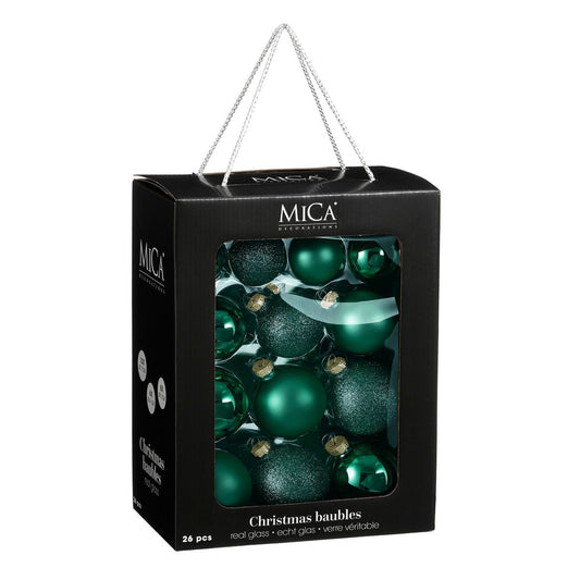 Kerstballen Set - 26 Stuks - Ø7 cm - Glas - Petrol