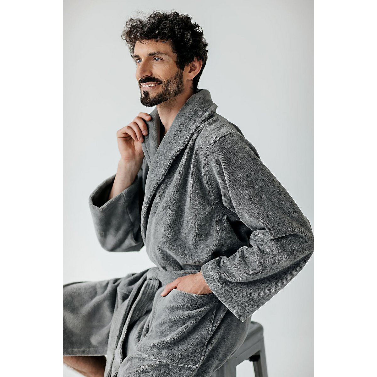 Teddy badjas Slategrey