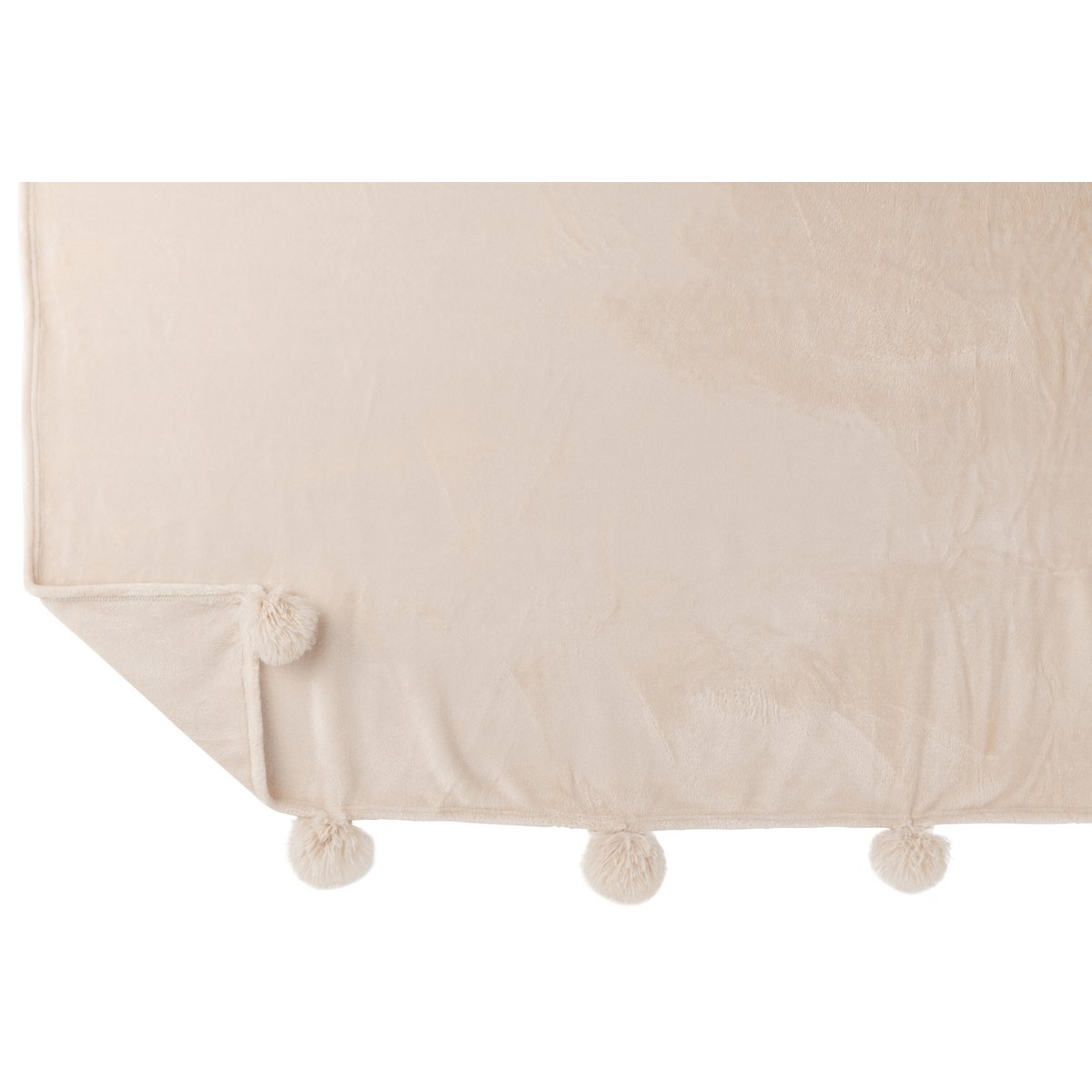 J-Line plaid Pompon - polyester - lichtbeige - 170 x 130 cm