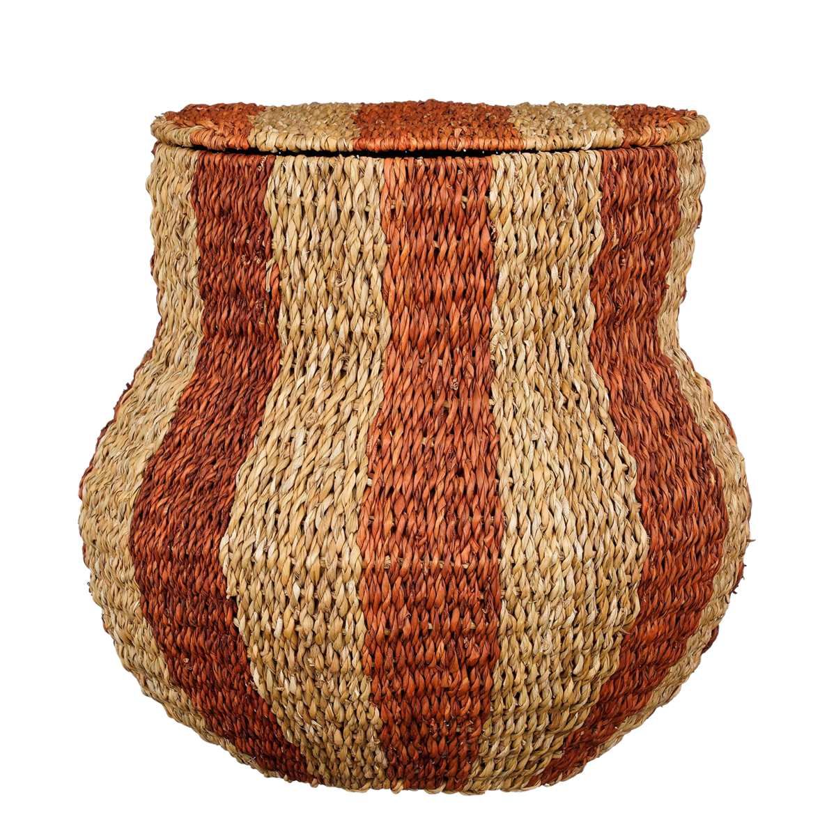 Opbergmand met Deksel Tacoma - H47 x Ø50 cm - Jute - Oranje