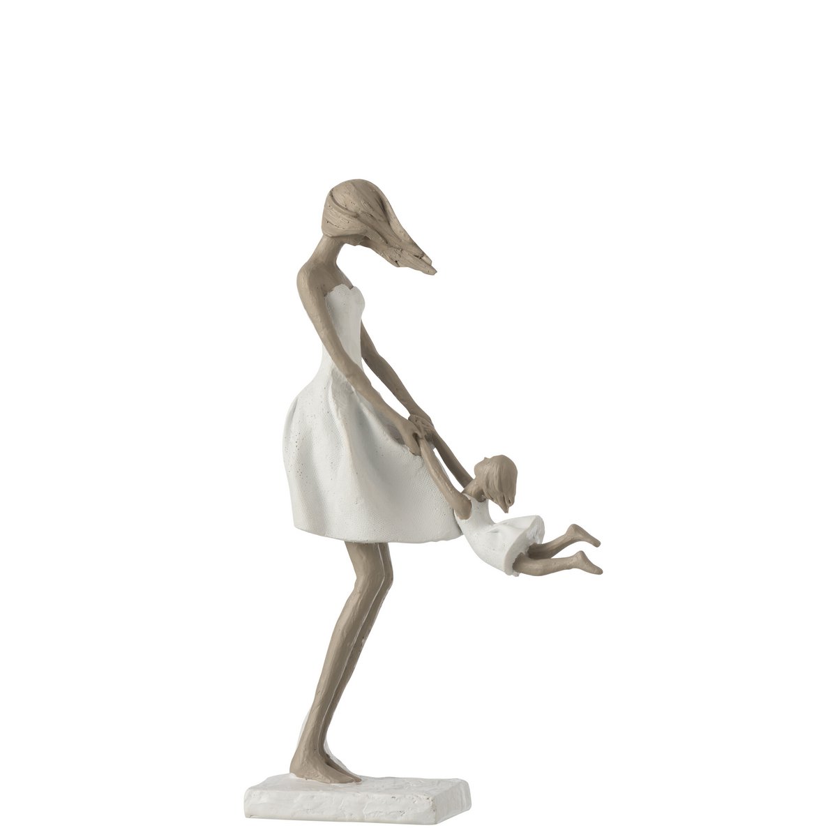 J-Line decoratie Moeder Spelend Met Dochter - polyresin - wit/taupe