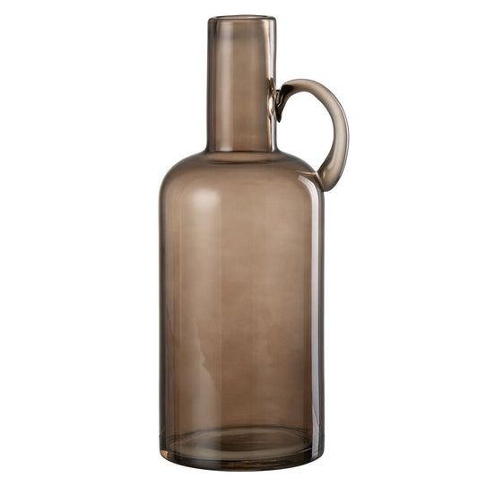 J-Line Vaas Cilinder 1 Handvat Glas Grijs