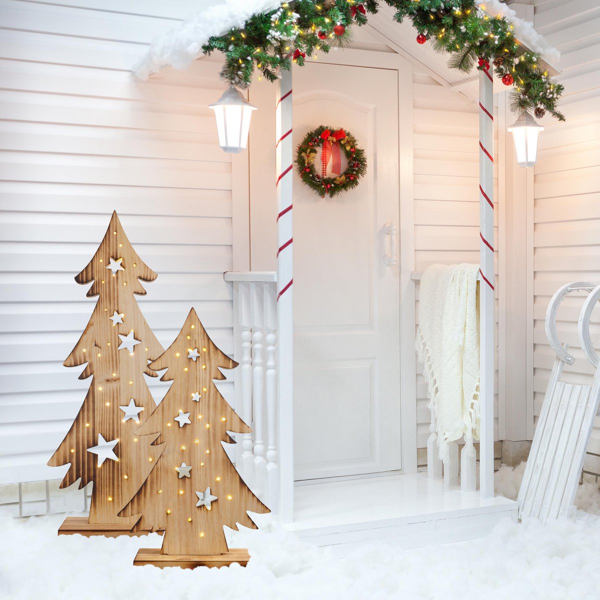 Houten Kerstboom Hoogte 47cm met LED