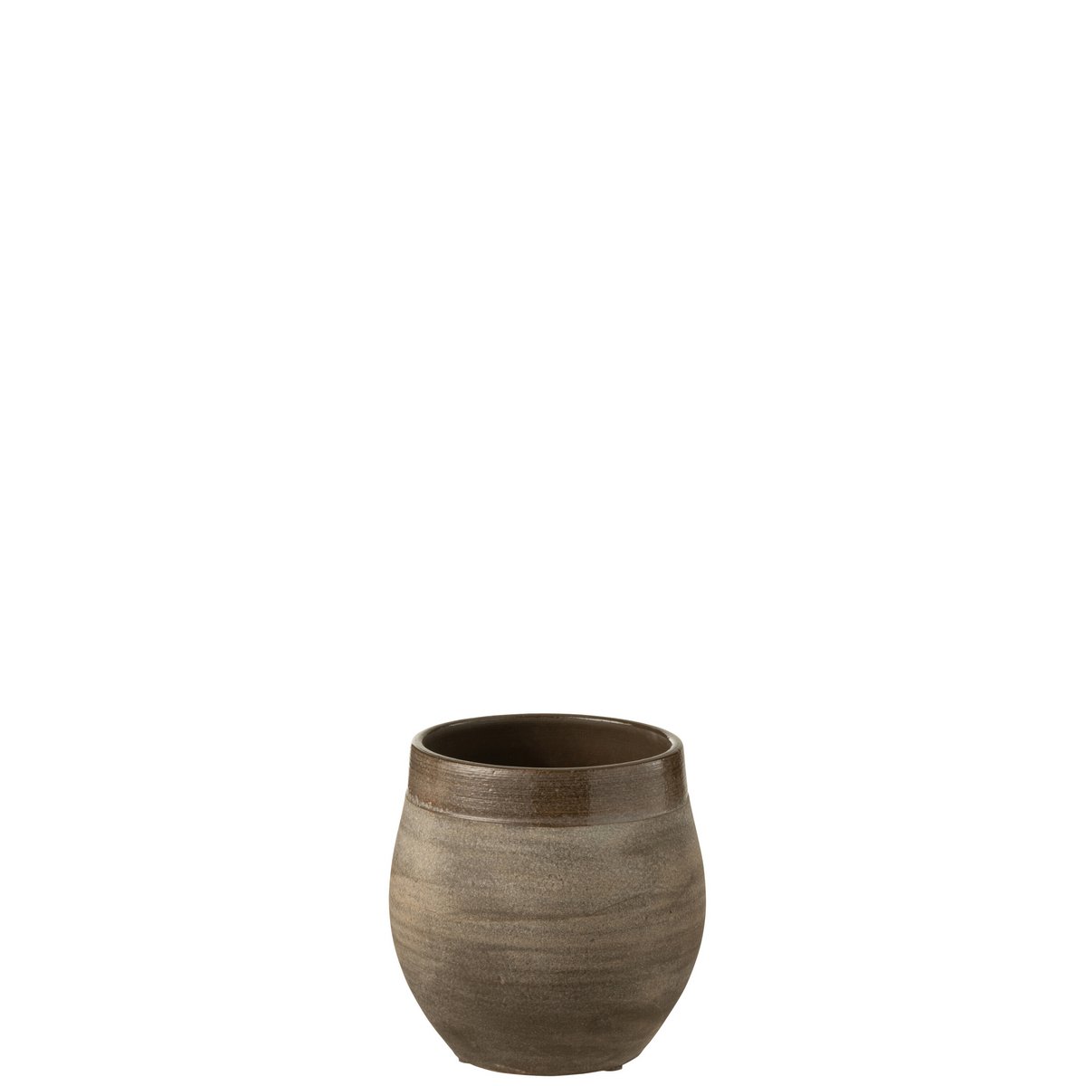 J-Line bloempot Gio - keramiek - bruin - small - Ø 19 cm