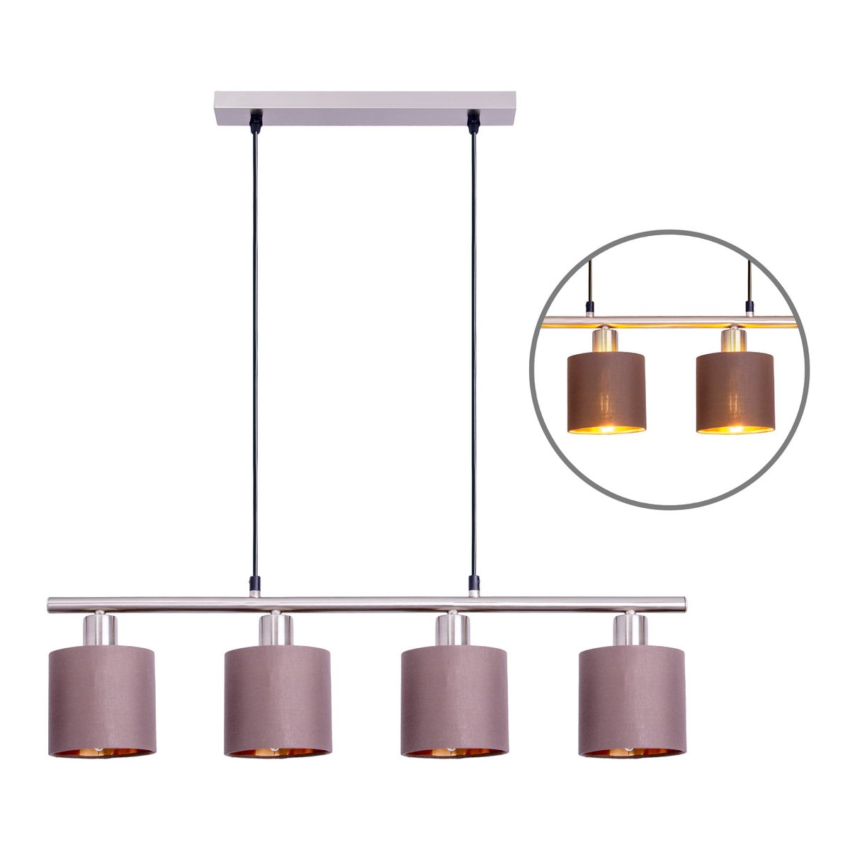 Hanglamp "Maron" 4 spots lengte 71,5 cm Bruin