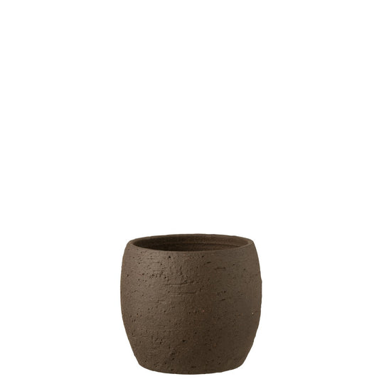 J-Line bloempot Enya - keramiek - bruin - large - Ø 24 cm