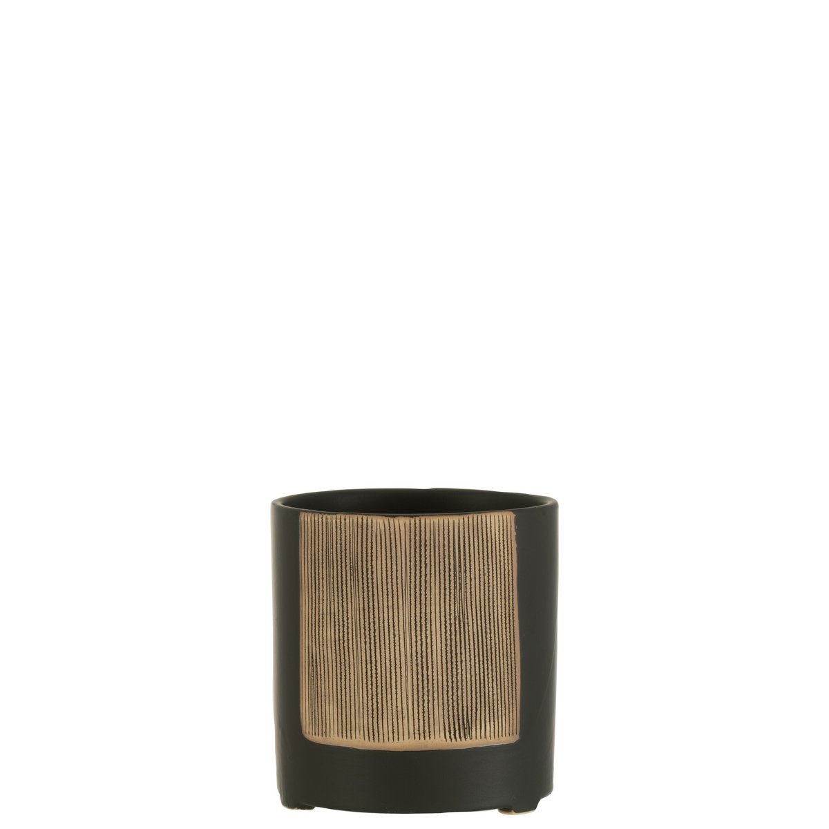 J-Line bloempot Maria Rond - keramiek - zwart - large - Ø 14.5 cm