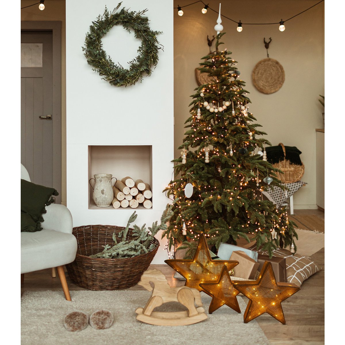 Set van 3 LED Sterren Bruin