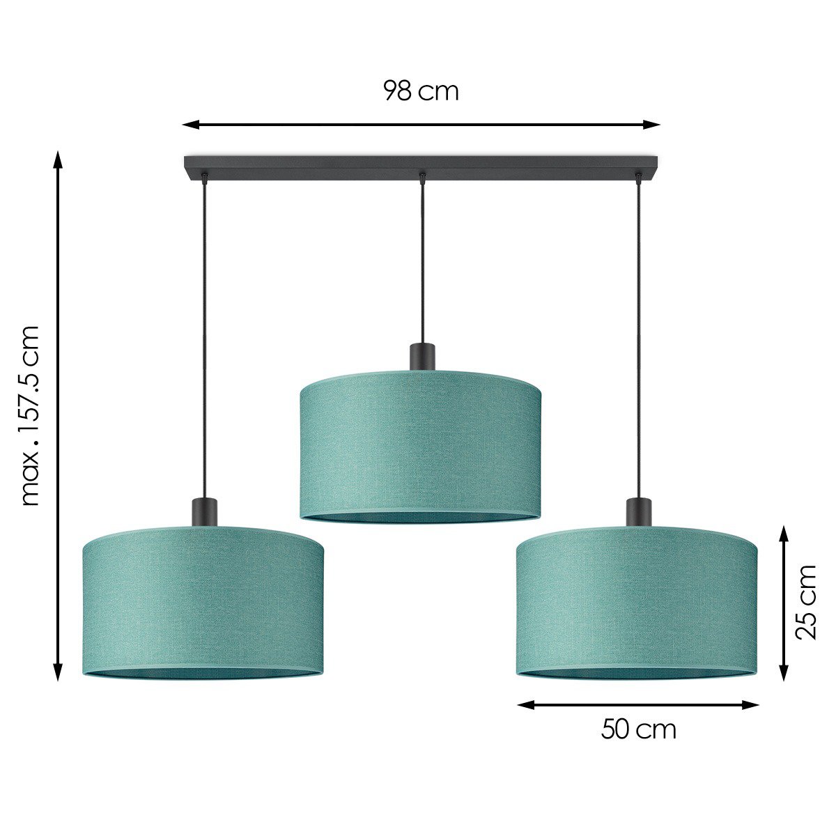 Hanglamp Canvas-Xxl Beam 3L - Turkoois - 50cm