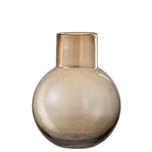 J-Line vaas Bol Met Hals - glas - amber - large - 29 cm hoog