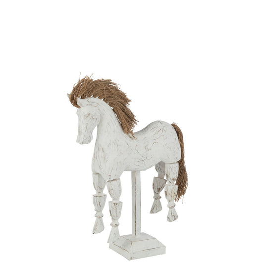 J-Line figuur Paardenmarionet - hout - wit