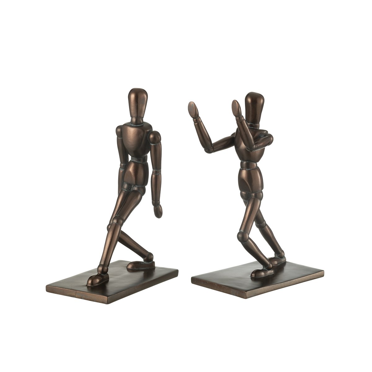 J-Line boekensteun Model Mannen - polyresin - bruin - 2 stuks