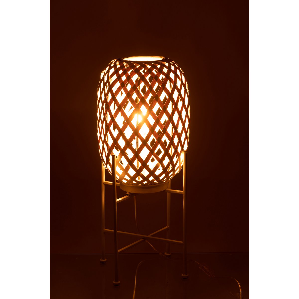 J-Line lamp Staand  - bamboe - wit