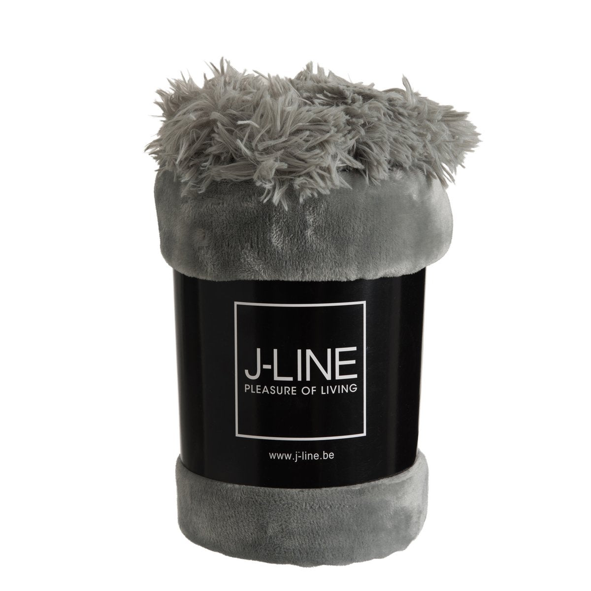 J-Line plaid Pompon - polyester - grijs - 170 x 130 cm