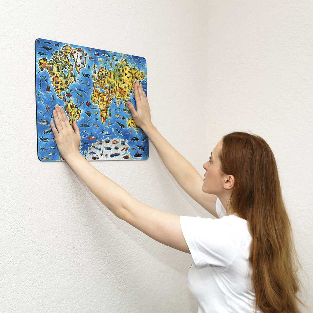 Houten Legpuzzel Wereldkaart in kleur