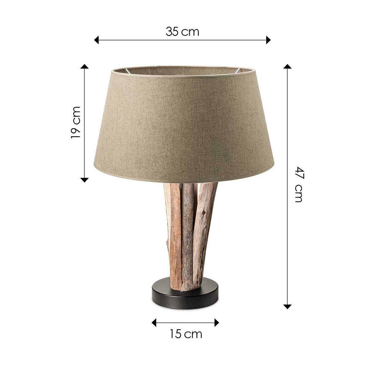 Tafellamp Melrose met Bindy Houten - Taupe Lampenkap