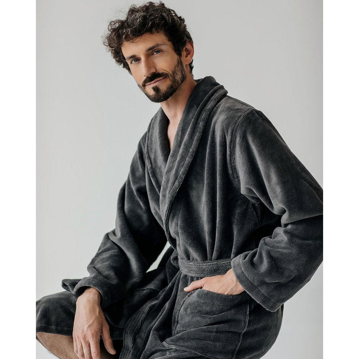 Teddy badjas Grey Charcoal