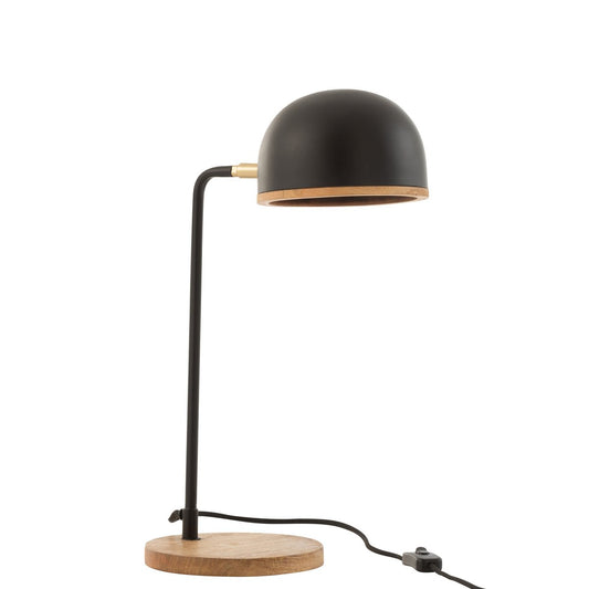 J-Line tafellamp Evy - metaal/hout - zwart/naturel