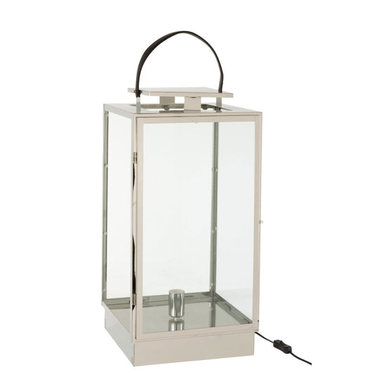 J-Line lantaarn Lamp - metaal/glas - zilver