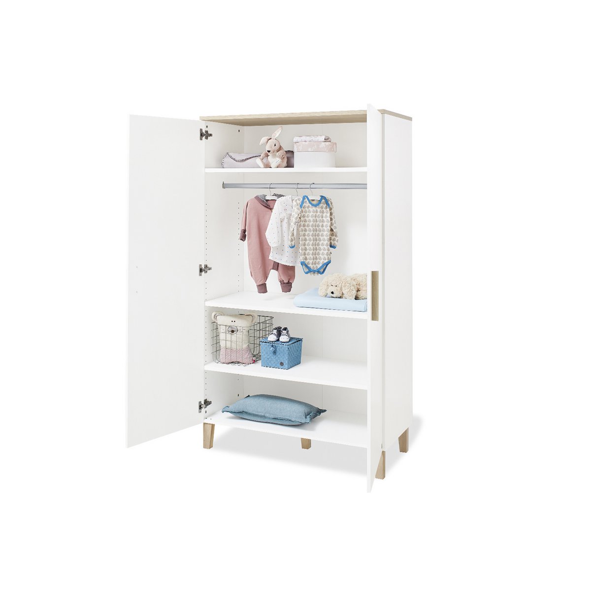 Set 'Lumi' breed3 delen: ledikant, brede commode, 2-deurs kledingkast