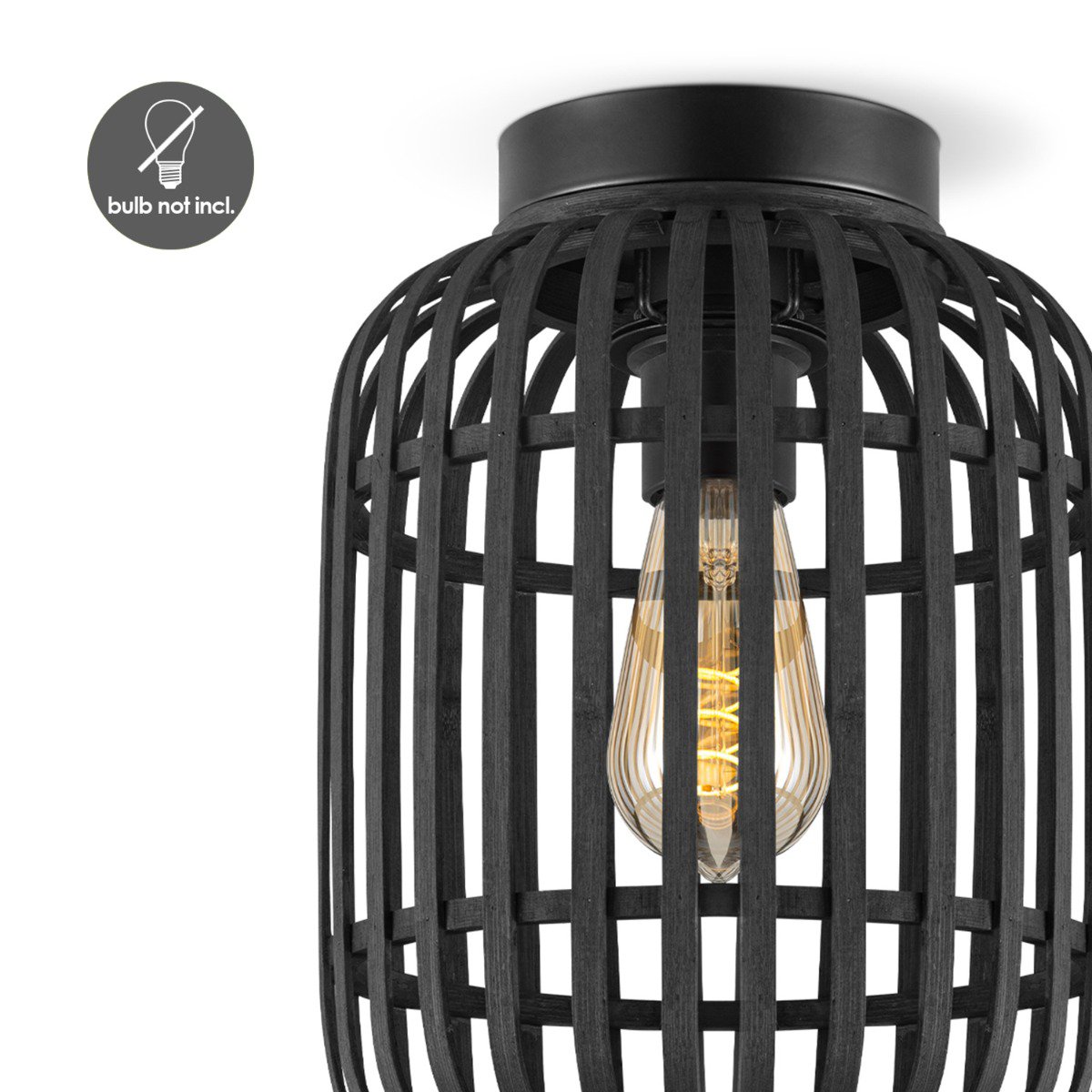 Plafondlamp met Bamboe kap 21,5 x 21,5 x 30 cm