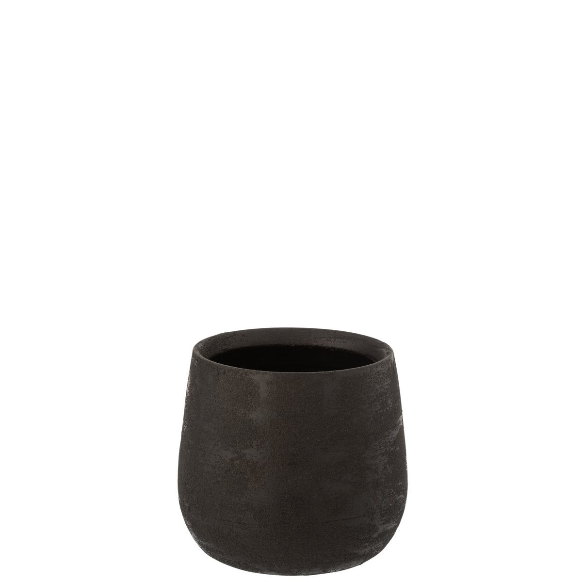 J-Line bloempot Oneffen - keramiek - zwart - medium - Ø 19 cm