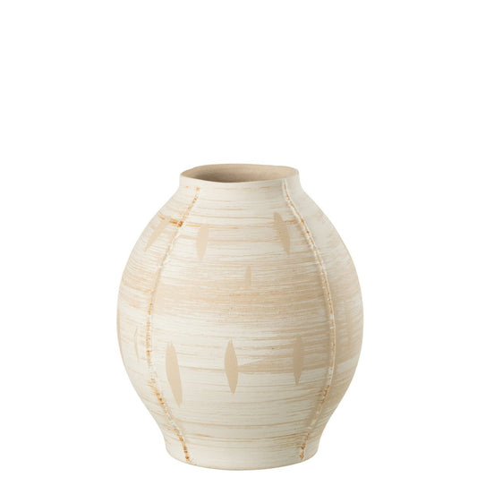 J-Line vaas Rond Steengoed - keramiek - beige - large