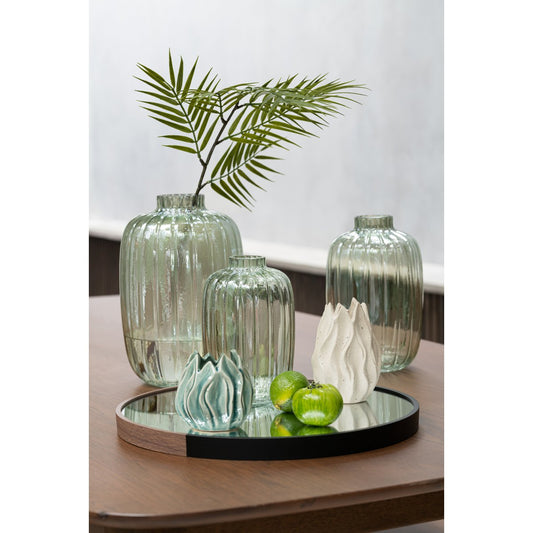 J-Line vaas Strepen - glas - groen - large - 29.5 cm hoog
