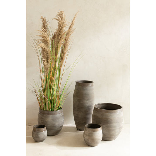 J-Line bloempot Gio - keramiek - bruin - small - Ø 19 cm