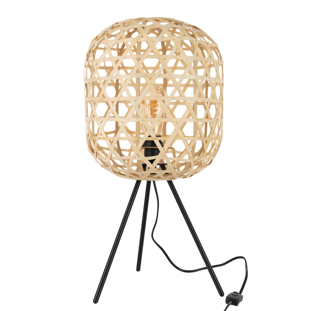 J-Line tafellamp Tripod Rond - bamboe - naturel/zwart