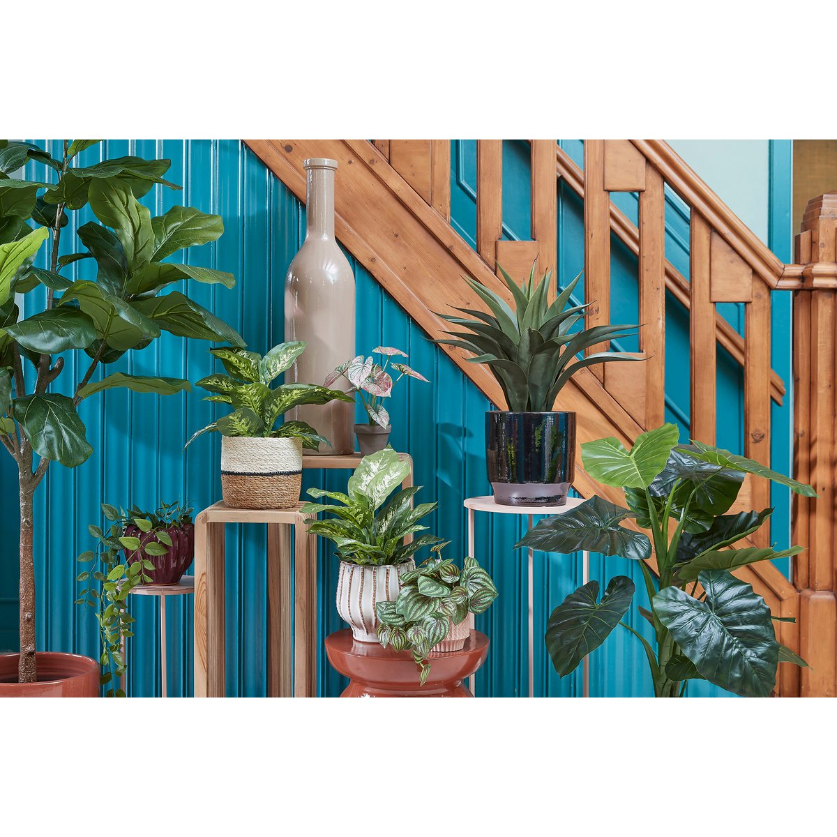Damian Plantenmand - Set van 2 - H20 x Ø20 cm - Zeegras - Wit
