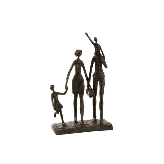 J-Line decoratie Gezin Op Stap - polyresin - donkerbruin