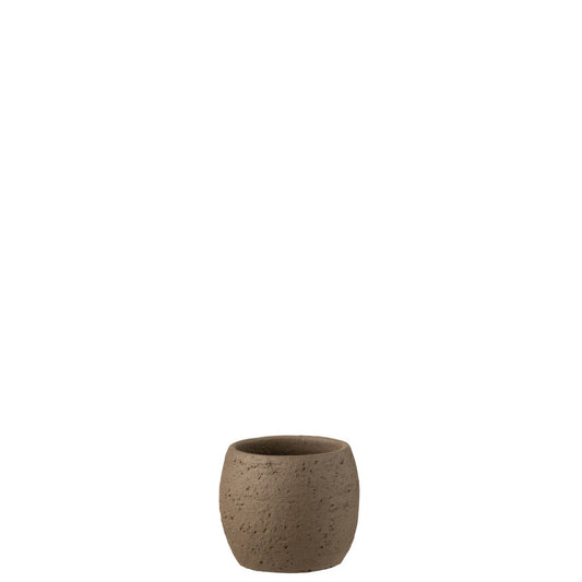 J-Line bloempot Enya - keramiek - bruin - small - Ø 16 cm