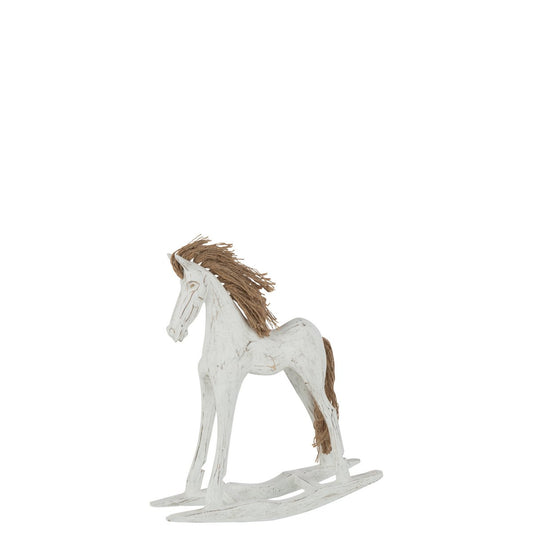 J-Line figuur Schommelpaard - hout - wit - small