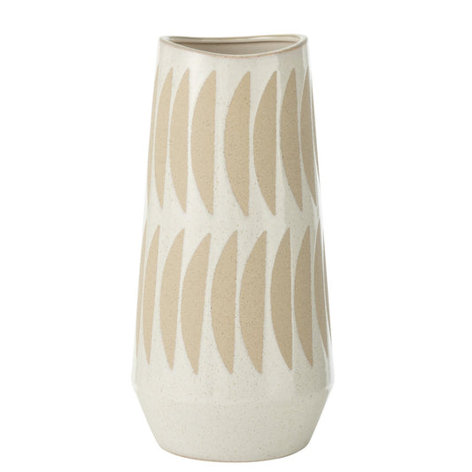 J-Line vaas Kai - keramiek - beige/wit - large - 40 cm hoog
