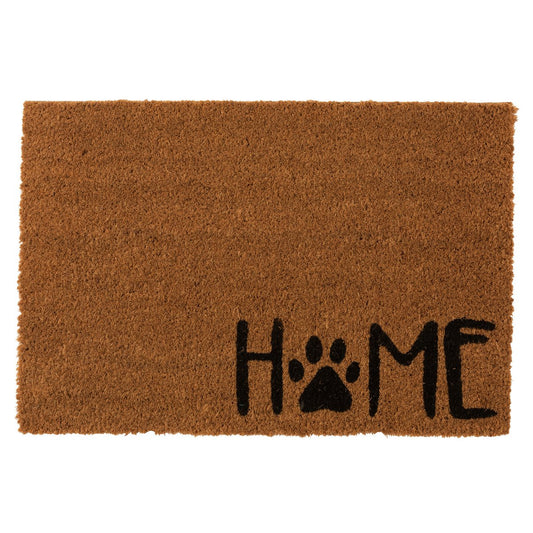 J-Line Home deurmat - kokosvezel - naturel/ zwart